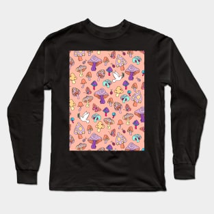 Groovy Peace and Love Retro Mushrooms Long Sleeve T-Shirt